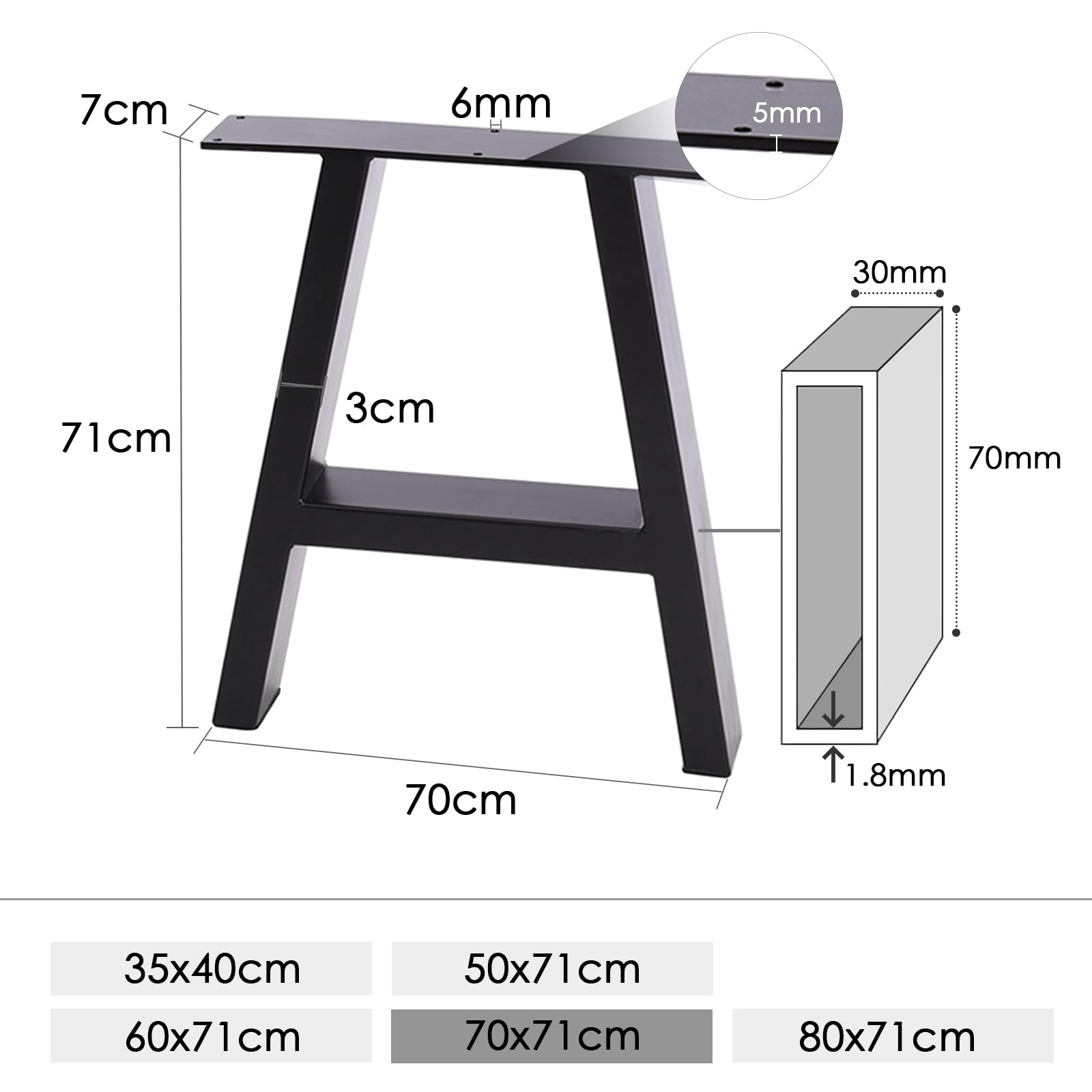 SO-TECH 4 X SO-TECH Herraje Para Pata De Mesa De Acero Galvanizado 60 X