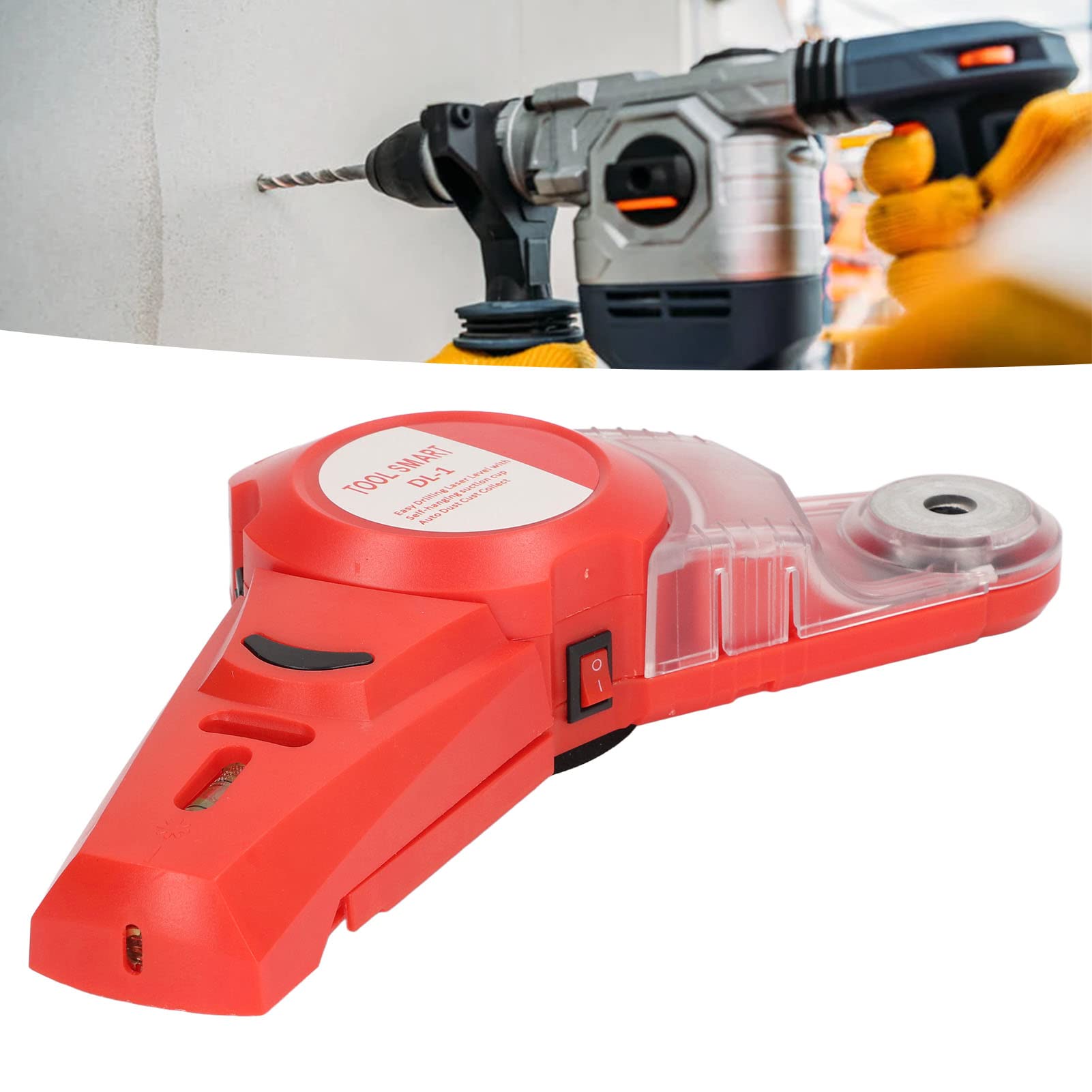 Taladro Colector de polvo Manos libres Colectores de polvo Kit de sierra perforadora, nivelador láser de perforación inalámbrico de succión fuerte ABS para pared