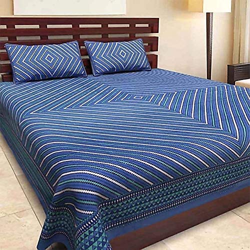 BedZone Printed 144 Tc Ultrasoft Cotton Designer Bedsheet for Double Bed with 2 Pillow Covers Size-90x100 Inches-image-45