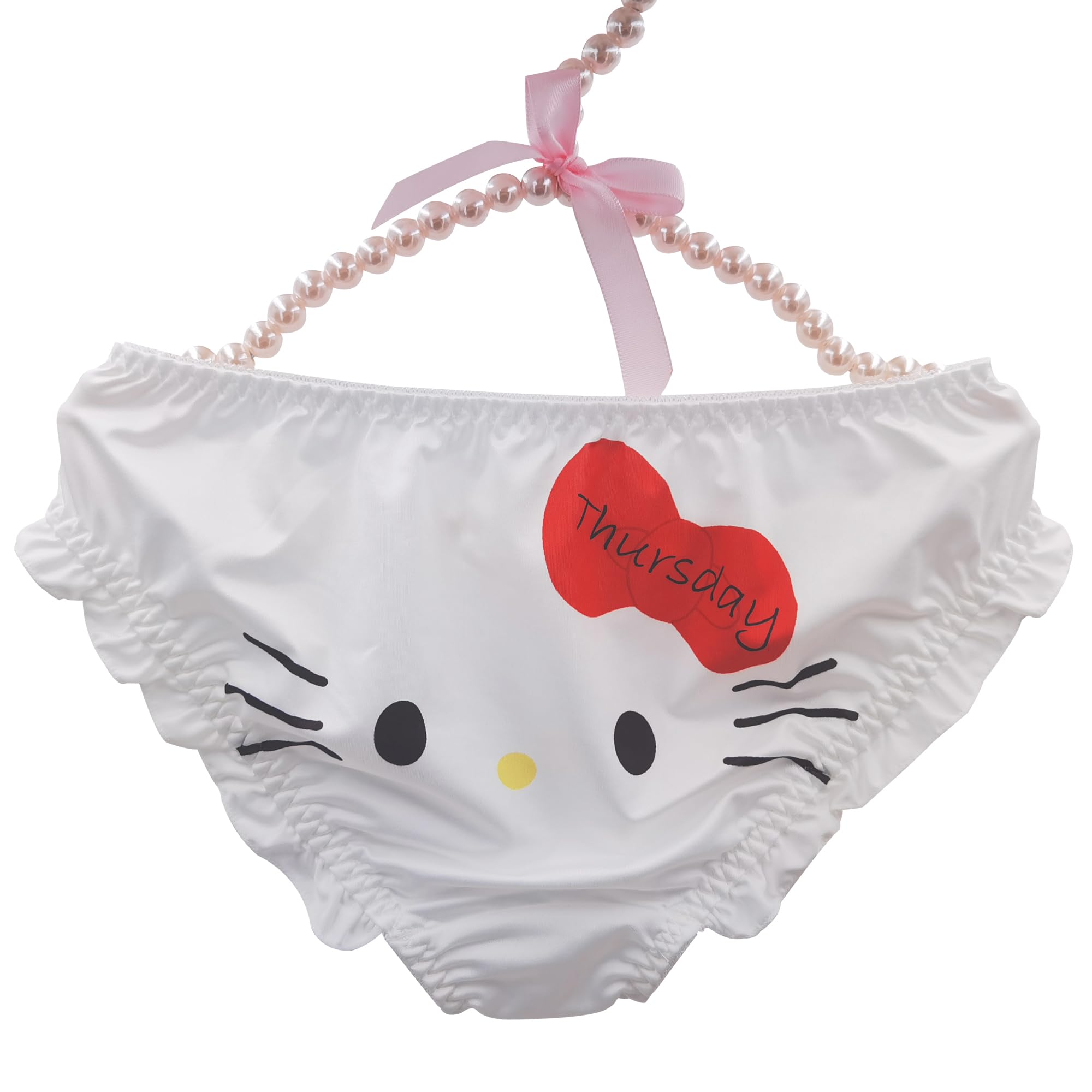 EasyTalk Kawaii Anime Character Women's Cute Panties, Lolita Pants, Bowknots Cartoon Print Underwear, Soft Rayon Fabric, fit for High School Students (UK, Alpha, L, Regular, Regular, 9051-White)