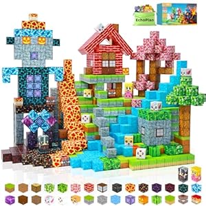 EchoPlan 150PCS Magnetic Blocks, Magnetic Building Blocks, STEM Constructions Magnet Blocks for Boys Girls Age 3 4 5 6 7 8 9 10, Sensory Stacking Toy Christmas Birthday Gifts for Kids, 1″ Large Size