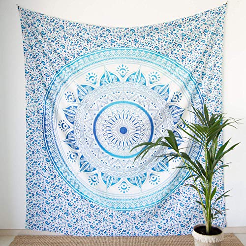 MOMOMUS Large Sand Free Beach Towel Mandala Design Ideal as a Blanket, Pareo and Sand Resistant Towel for the Beach in Large Dimensions Blue, 210 x 230 cm - Image 2