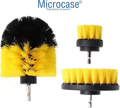 Microcase 3'lü Fırça Seti Banyo Mutfak Oto Jant Matkap Ucuna Takılan Temizlik Fırça Başlığı AL4199