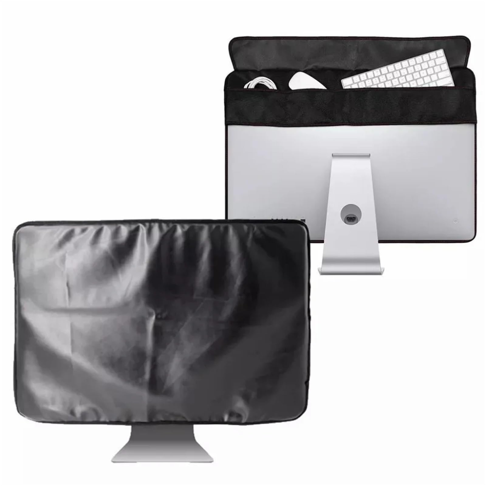 Wwyyzayc Black2 21 Inch 27 Black Polyester Computer Monitor Cover Protector With Inner Soft Lining(,27 Inches)