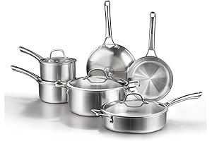 10Pcs Stainless Steel Cookware Set Pots and Pans Set
