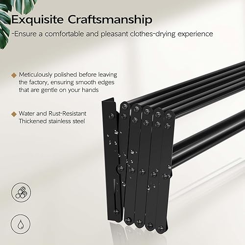 Miniatura 2 de Vikaqi Estante de secado de ropa para montar en la pared, plegable para colgar en la pared, estante plegable para interiores, tendedero plegable