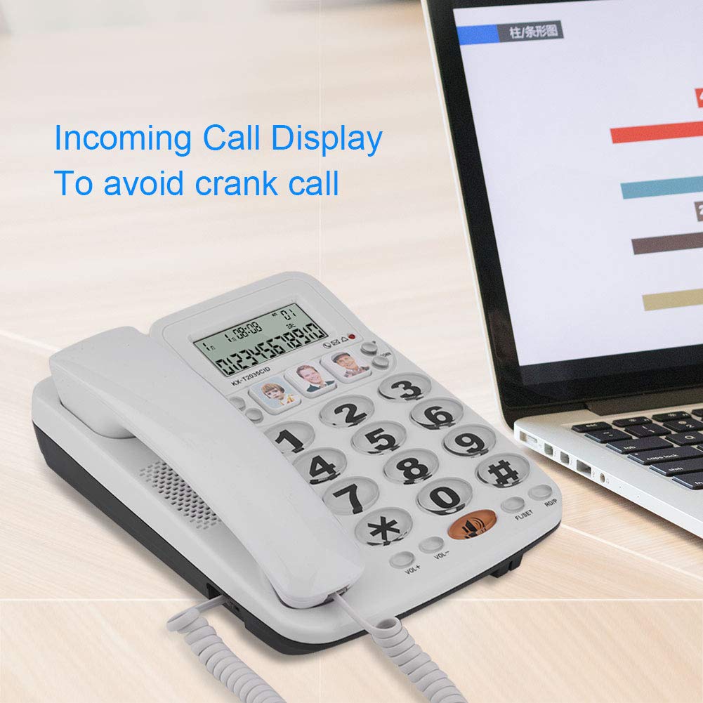 Telefono con cavo, telefono fisso domestico con filo con vivavoce e ID chiamante, telefono con cavo a 2 linee suono chiaro per casa/ufficio/hotel