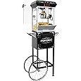 Nostalgia Popcorn Maker Machine - Professional Cart With 10 Oz Kettle Makes Up to 40 Cups - Vintage Lincoln Popper Popcorn Machine Movie Theater Style - Black
