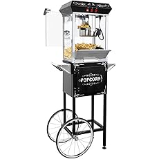Nostalgia Popcorn Maker Machine - Professional Cart With 10 Oz Kettle Makes Up to 40 Cups - Vintage Lincoln Popper Popcorn Machine Movie Theater Style - Black