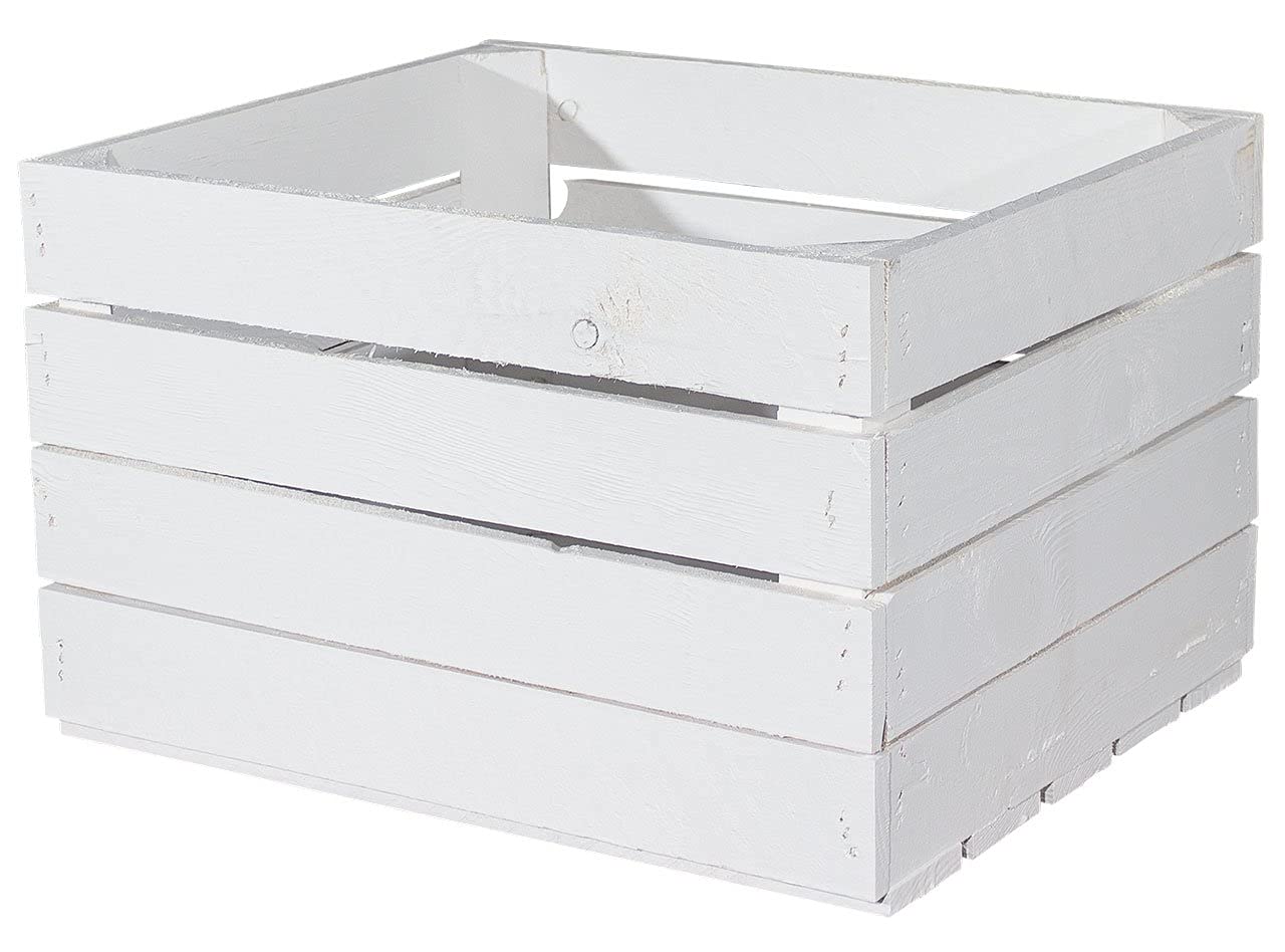 3 nuove cassette per mele, colore bianco (scatola di legno, cassetta della frutta, scatola del vino shabby chic), 50 x 40 x 30 cm