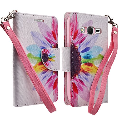 GW Compatible for Samsung Galaxy Prevail LTE 4G / Galaxy Core Prime Case, Magnetic Flip Wallet Case for Galaxy Prevail LTE 4G (Boost Mobile/Verizon/Straight Talk) - Sun Flower