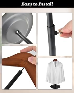 Adjustable T-Shirt Display Stand, 4 Pcs Stylish & Sturdy Clothing Rack for Retail Vendor Portable Metal Hanger, Perfect for Shirts, Jackets, Dresses, Ideal for Trade Shows & Retail Stores