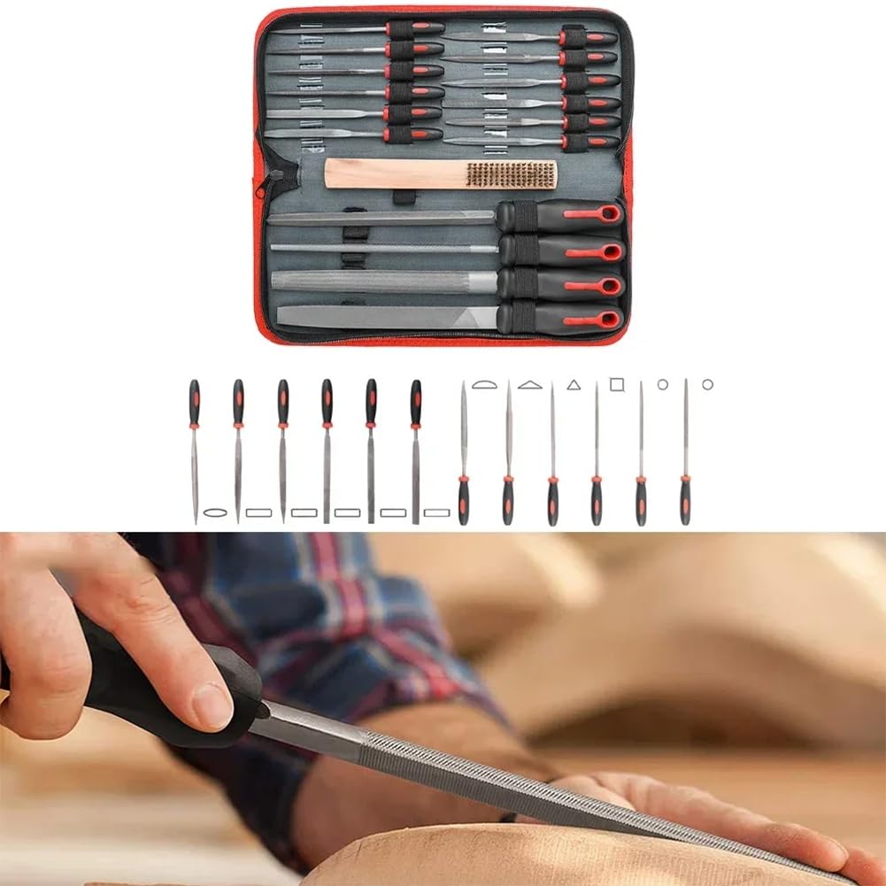 Juego de 16 Limas Manuales de Metal con Doble, Limas Grandes y Pequeñas con Cepillo, Limas de Acero para Trabajos con Limas de Metal y Limas de Madera.