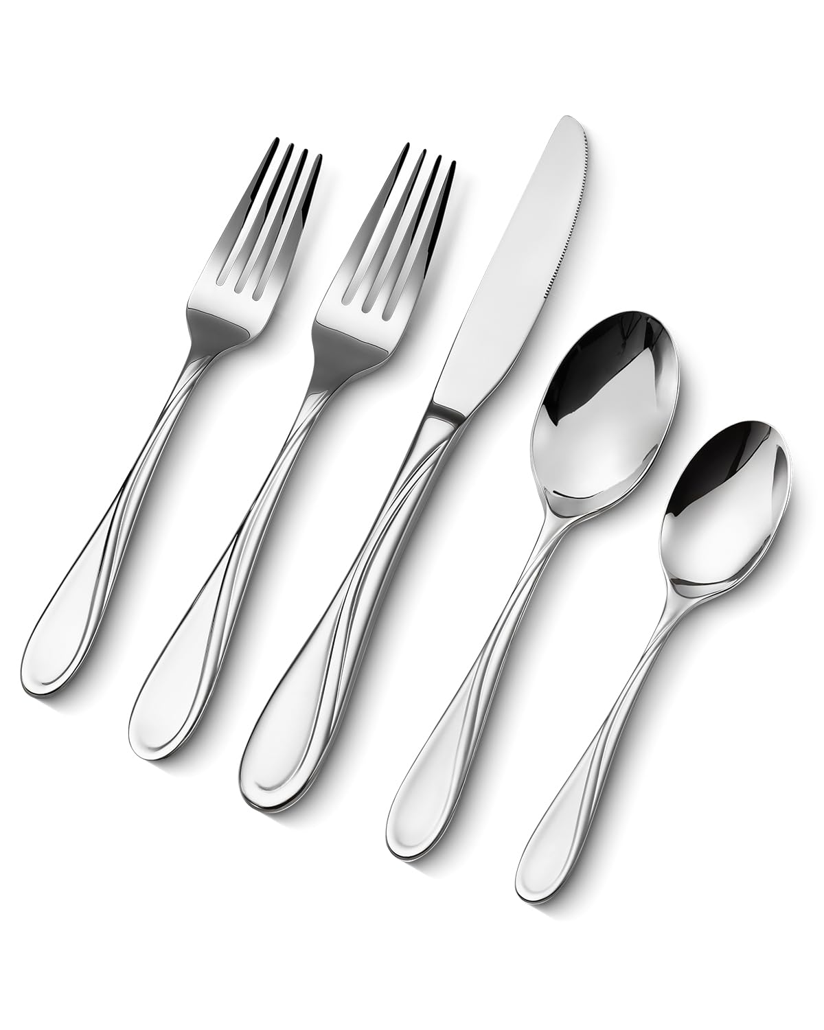 VEVOR 45-Piece Silverware Set, Food-Grade Stainless Steel Flatware Utensils, Mirror Finished Cutlery Set, Dishwasher Safe Eating Tableware for Kitchen Home, Service for 8, Include Knife Fork Spoon