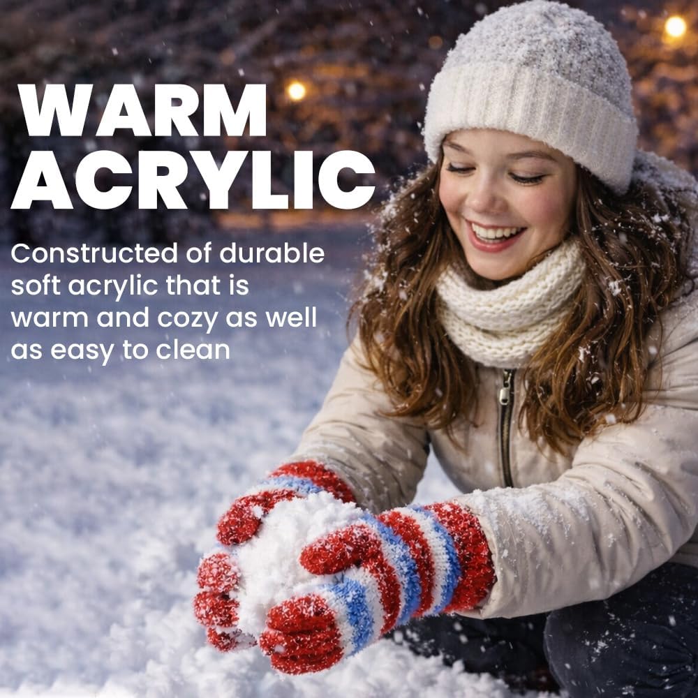 Yacht & Smith 12 Pairs Of Winter Beanies & Gloves For Men & Women, Warm Thermal Cold Resistant Bulk Packs(12 Pairs Striped)