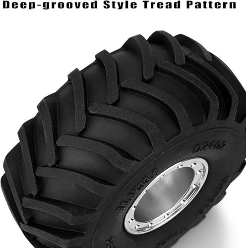 Miniatura 4 de GLOBACT Neumáticos de aluminio Monster Truck RC de 2.677 x 1.299 in para 124 AXIAL SCX24 FMS FCX24 RC Crawler Accesorios de actualización de coche