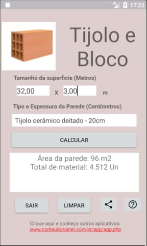 Calculadora para Tijolos e Blocos