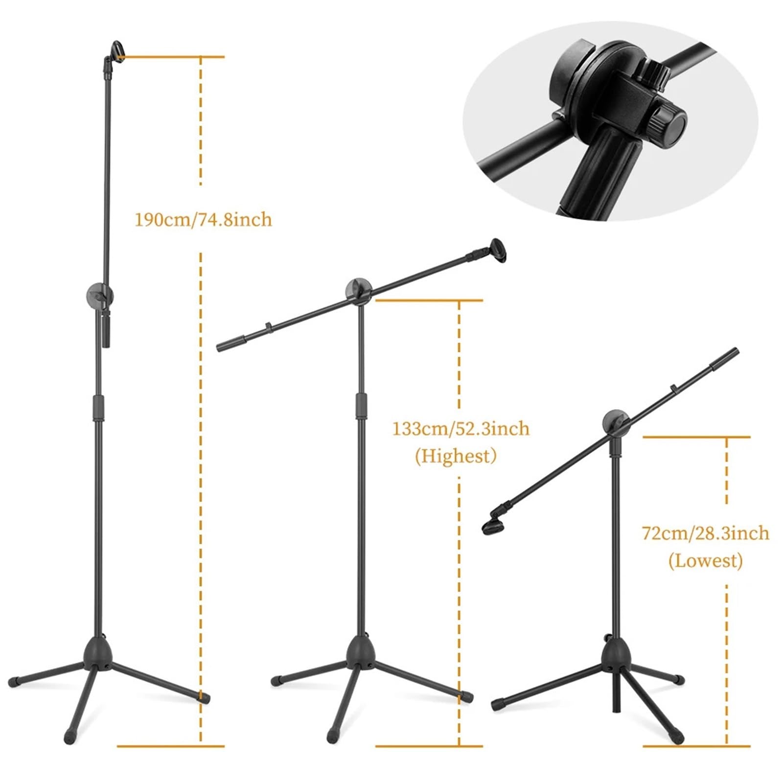 Soporte de micrófono suelo con altura brazo ajustable, trípode Base, estudio radiodifusión para Actuación Canto