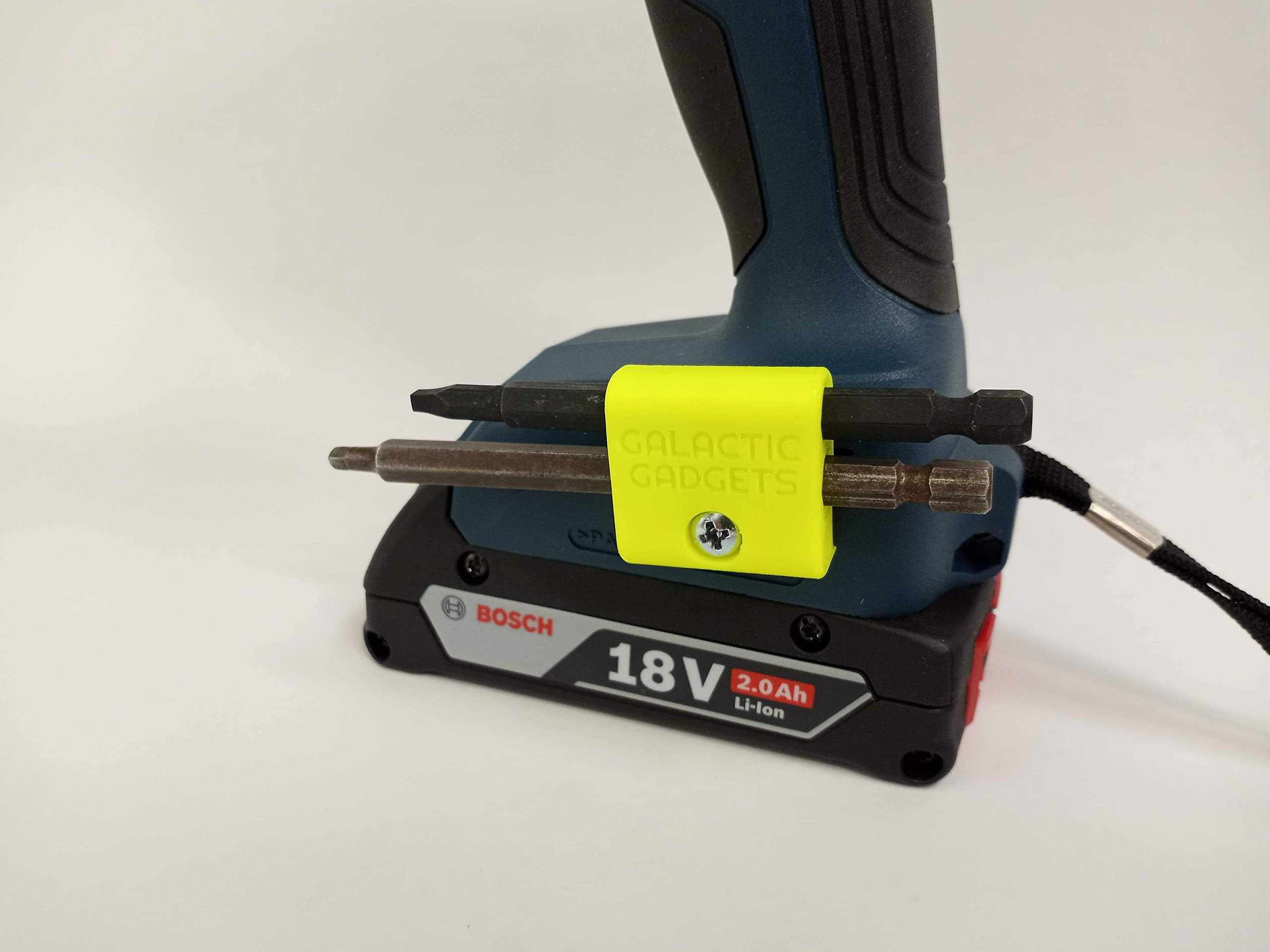 Side Mount Magnetic Bit Holder For Makita, Ryobi, Ridgid, Bosch Drills - Pass-Through Design, Fluorescent Yellow