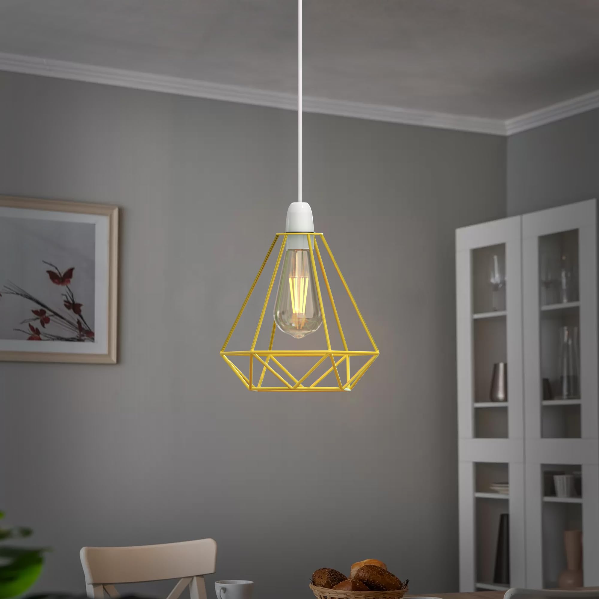 Moderne schwarze geometrische Decken Pendelleuchtenschirme, Drahtkäfig Lampenschirme - Bild 43 von 48