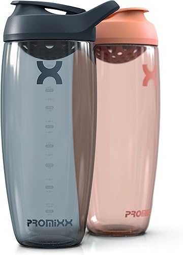 Promixx Pursuit - Botella mezcladora de proteínas coctelera prémium para batidos de proteínas durabilidad de por vida a prueba de fugas sin olor
