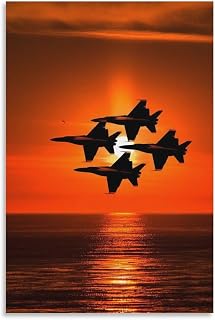 American Jet Fighter Aesthetic Poster Dusk Sunset Landscape Canvas Art Wall Poster Print for Office Bedroom Decor Canvas Painting Posters And Prints Wall Art Pictures for Living Room Bedroom Decor 12