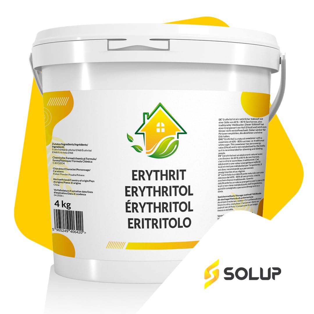 SOLUP Erythrit Zucker 4 kg Eimer | Erythritol Zuckerersatz zum Backen