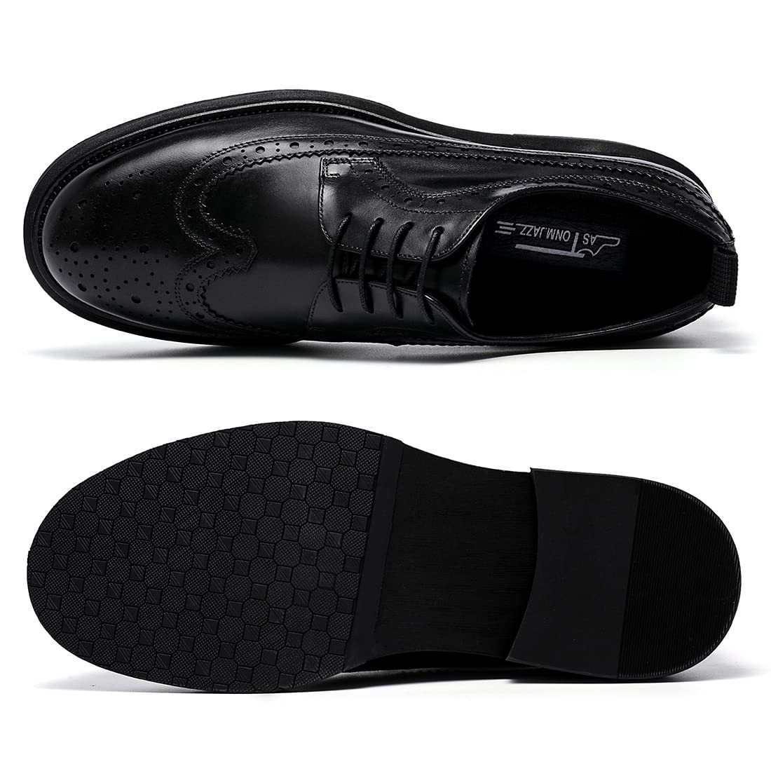Brogues Cómodos de Suela Gruesa para Hombre Oxfords de Vestir Casuales Negocios Zapatos con Cordones Retro en Cuero