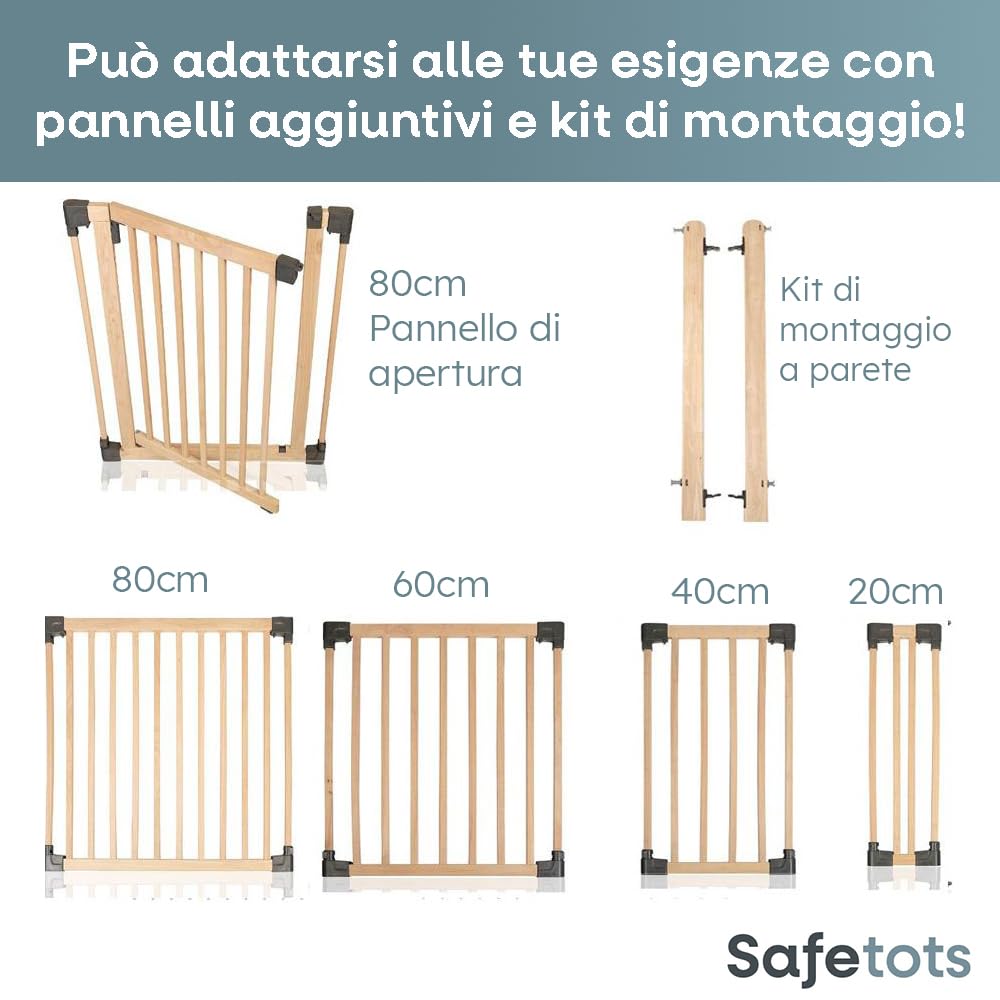 Safetots Barriera e parco giochi Multi Pannello, Pannello di estensione, Legno Naturale, 20cm