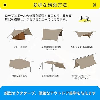 Amazon | Minezaki オクタタープ 3m×4.5m【2025強化版 ブラック