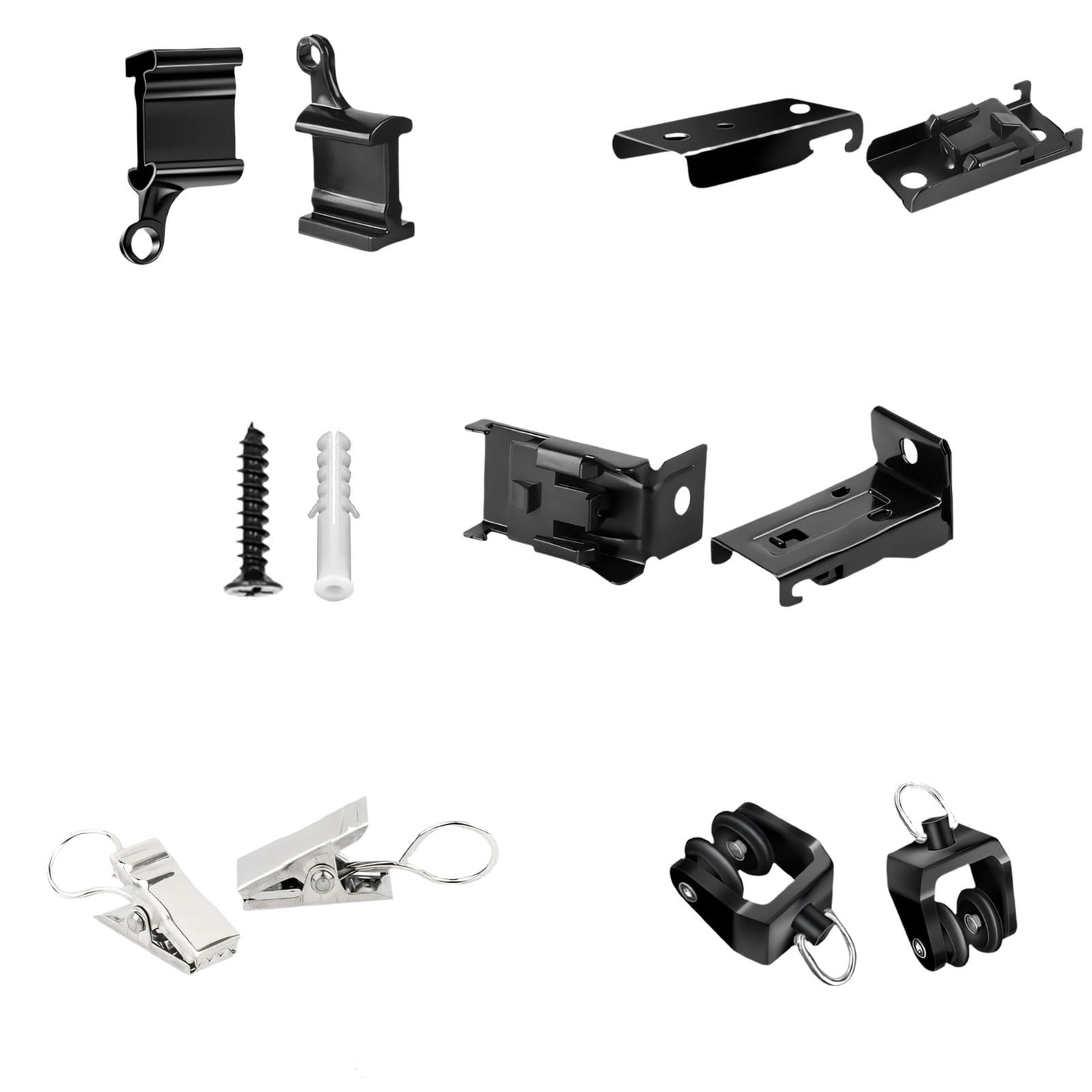 Tsophreniq Black Curtain Rails Assembly Bendable Curtain Rails Hardware Set Curtains Track Accessories Easy Installation Track Wall Mount Brackets Bendable Bracket