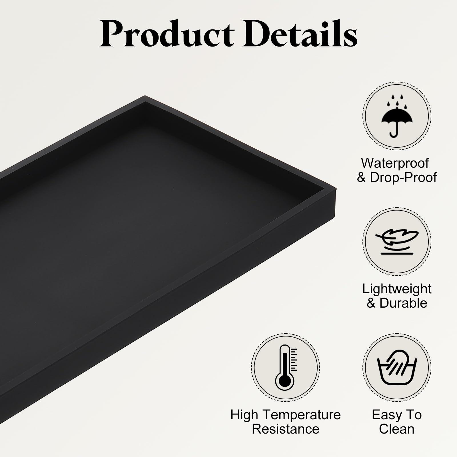 sourcing map Vassoio da bagno in silicone, 40 x 15 cm, infrangibile, organizer per lavello da cucina, per sapone, chiavi, candele, gingillo, nero