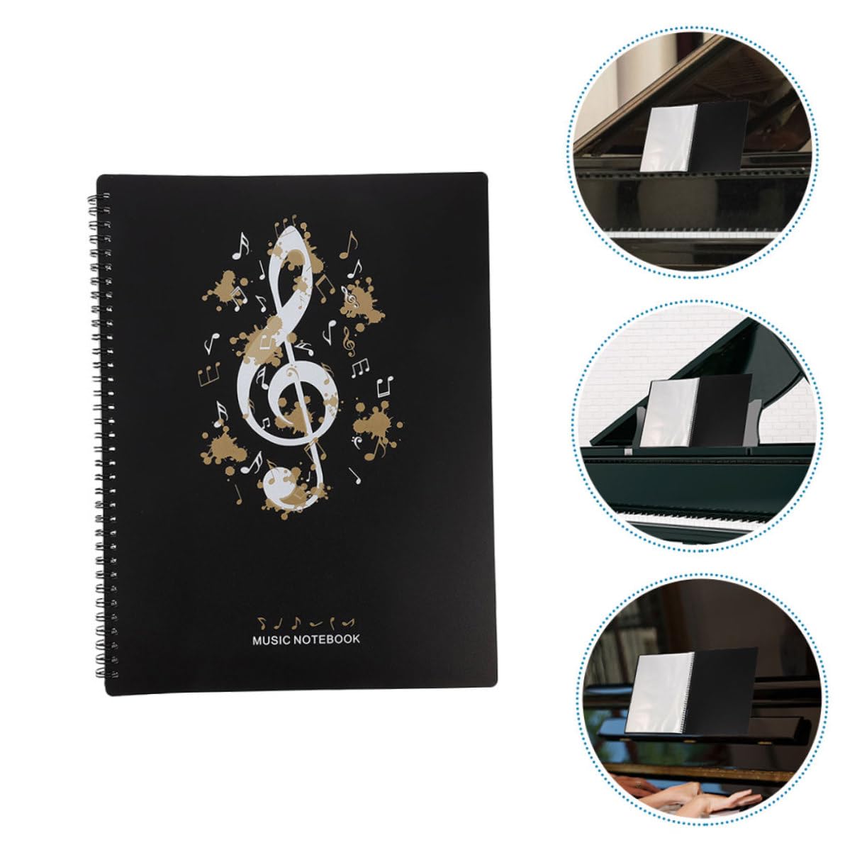 2 Stück Notenmappe mit Transparenten Einsteckseiten Langlebiger Musikordner für Klavier und Orchester Großer Kapazität Schützender Ordner für Musiknoten und Dokumente