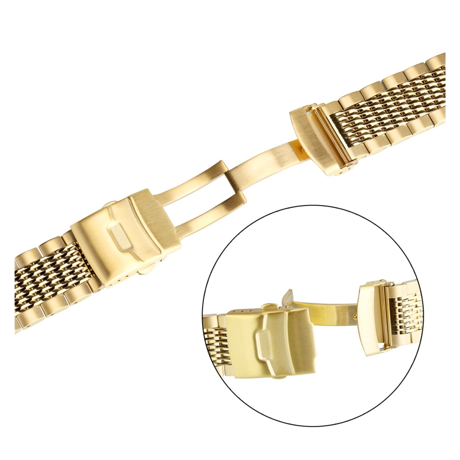 YINGO 18mm 20mm 22mm 24mm Oro/Oro Rosa/Blu Cinturino In Acciaio Inossidabile Chiusura Pieghevole Con Sicurezza Con Barre A Molla Unisex