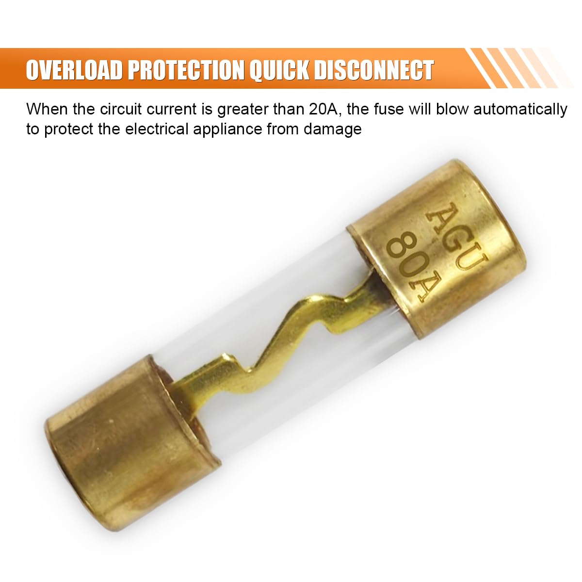 5PCS 80A AGU Fuse Gold Plated Glass Car Audio Accessories Audio Stereo System Car Fuse Kit Fit for — view 4
