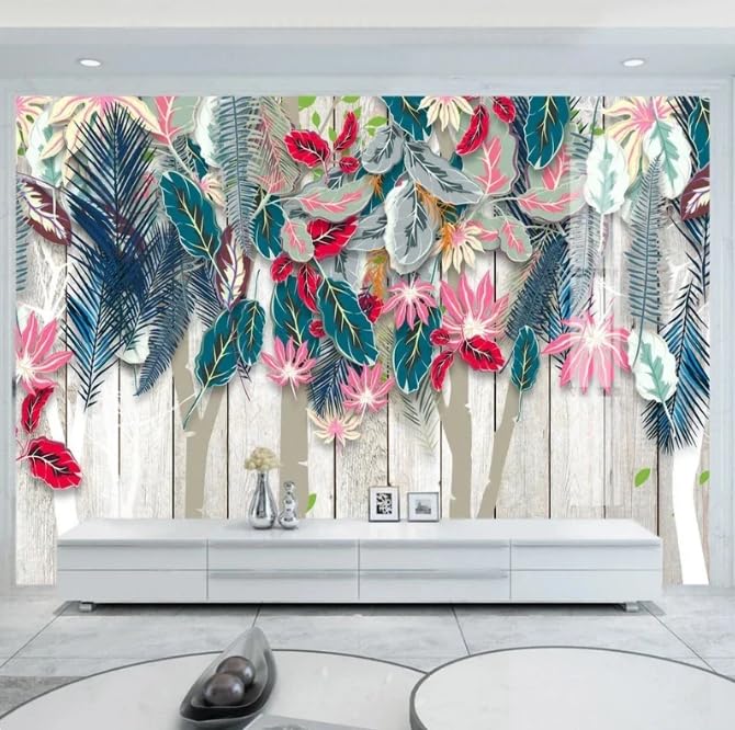 Papier peint 3D feuilles tropicales pour salon et déco café 250x175 cm