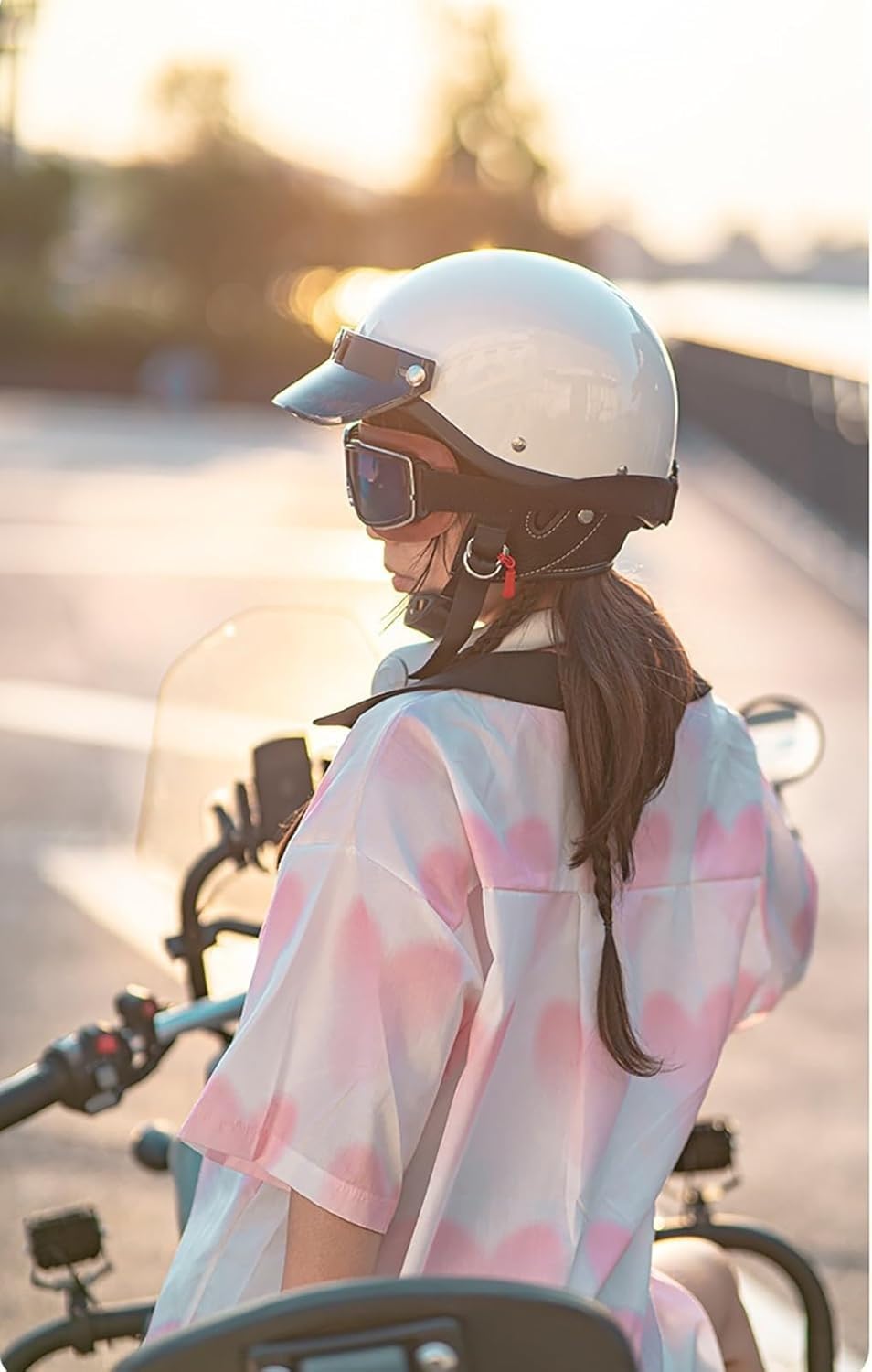 Kask motocyklowy retro, kask motocyklowy dla mężczyzn i kobiet, kask retro w stylu niemieckim, kask motocyklowy dla dorosłych, dopuszczony przez ECE kask motocyklowy w stylu vintage, rozm. S, 52-53 cm