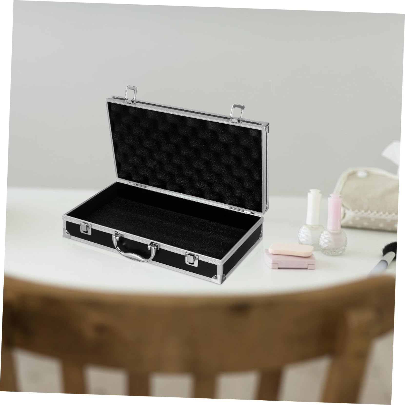 Coffret à Outils en Aluminium Noir, Grosse Capacité, Portable et Sûr