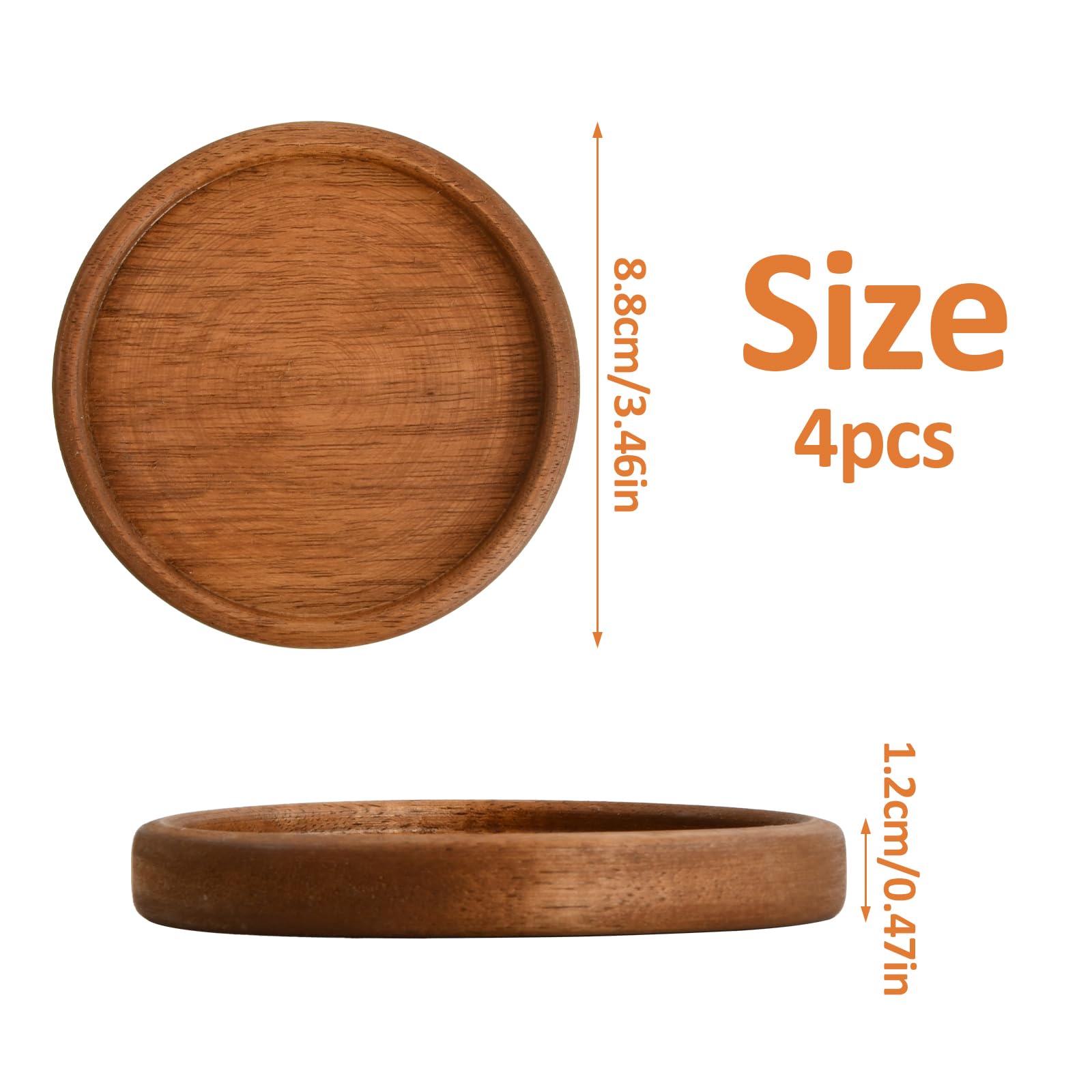 Set Di 2 Sottobicchieri In Legno Di Acacia NBEADS – Vassoi Rotondi Da 10 Cm Per Candele, Piante E Bevande, Marrone Noce