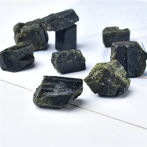 Miniatura 5 de QPYD Cristal natural, 1 pieza de piedra natural de turmalina verde cruda, cristal irregular, muestra mineral de cristal de reiki degag piedra