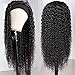XSY Headband Wig Human Hair Deep Wave 16 Inch Glueless None Lace Front Wig Curly Headband Half Wigs for Black Women Brazilian Virgin Machine Made Wigs Natural Black Color