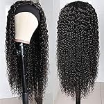 XSY Headband Wig Human Hair Deep Wave 16 Inch Curly Headband Wigs Glueless None Lace Front Wigs for Black Women Deep Curly Headband Half Wigs 150% Density Natural Color - Image 2