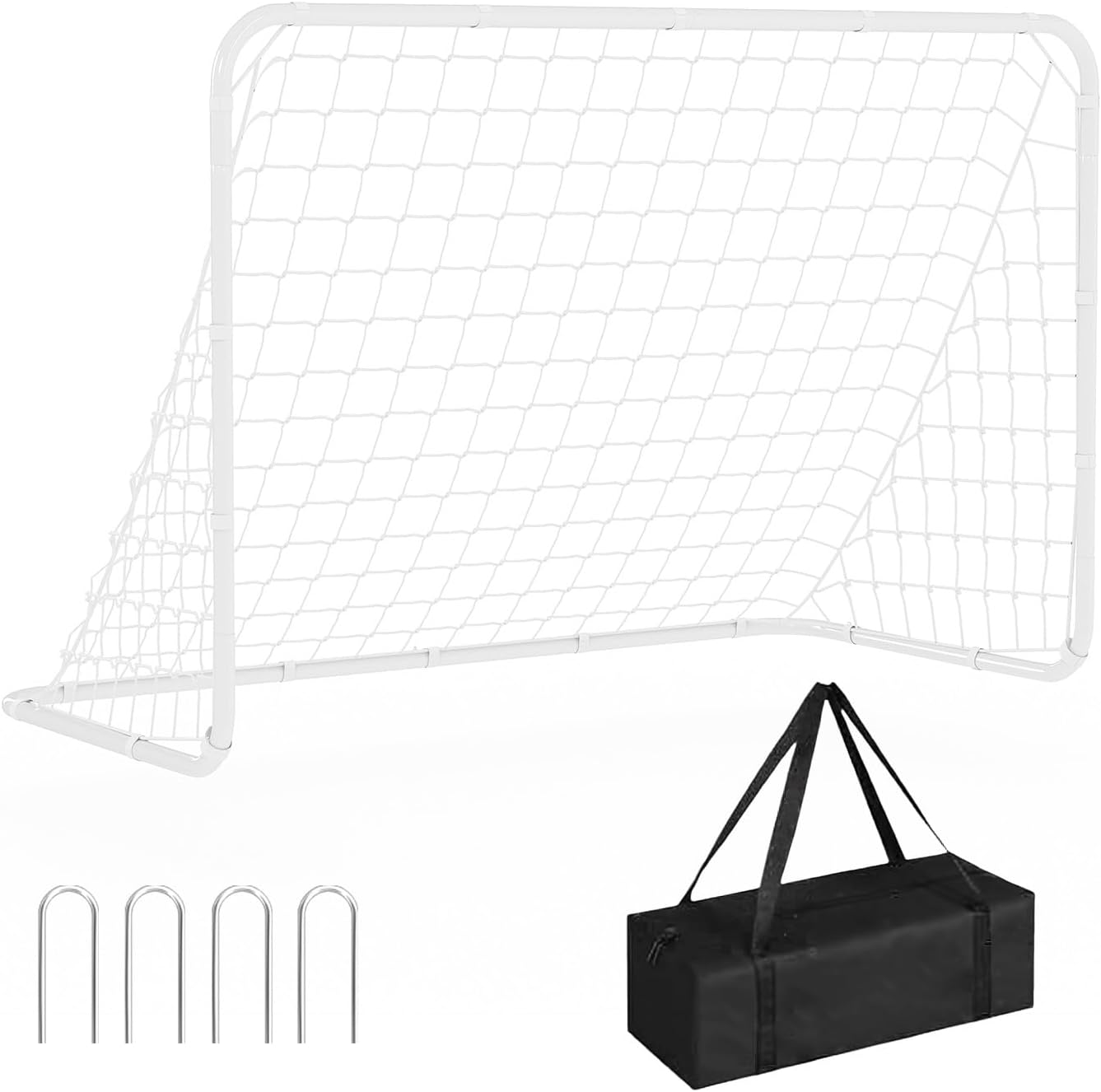 6x4 ft Portable Soccer Goal for Backyard – Heavy-Duty Steel Frame, All-Weather Net & Ground Stakes – Easy Assembly for Kids, Adults, Training & Games