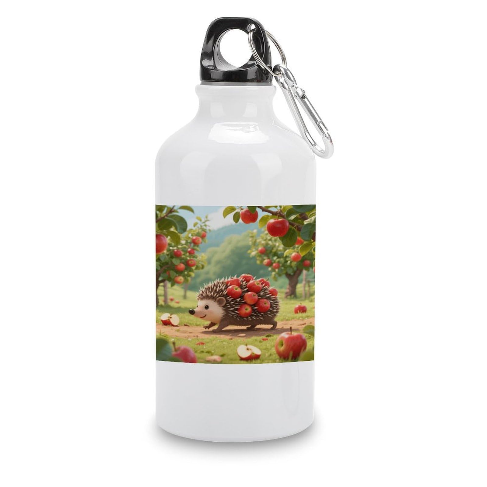 Fekiloot Style Hedgehog Collecting Apples Aluminum Water Bottle Travel Tumbler Reusable Lightweight Outdoor Sports Water Bottles For Gym Sports Camping Hiking Fishing400ml