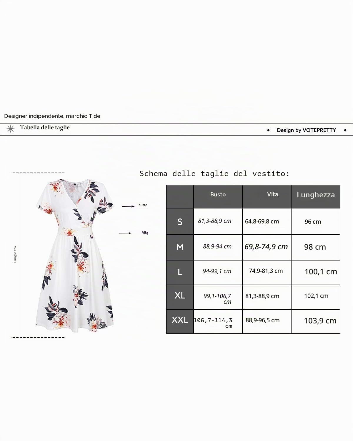 VOTEPRETTY Abito Estivo da Donna Manica Corta con Scollo a V e Avvolgente Abito al Ginocchio con Tasche