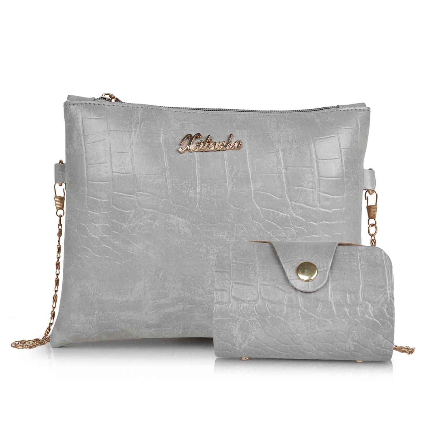 Shining Star Womens Exquisite Croco-Fabric Slingbag with Integrated Cardholder: A Stylish Essential! (GREY) (B0CPWYW4GB) Amazon Price History, Amazon Price Tracker