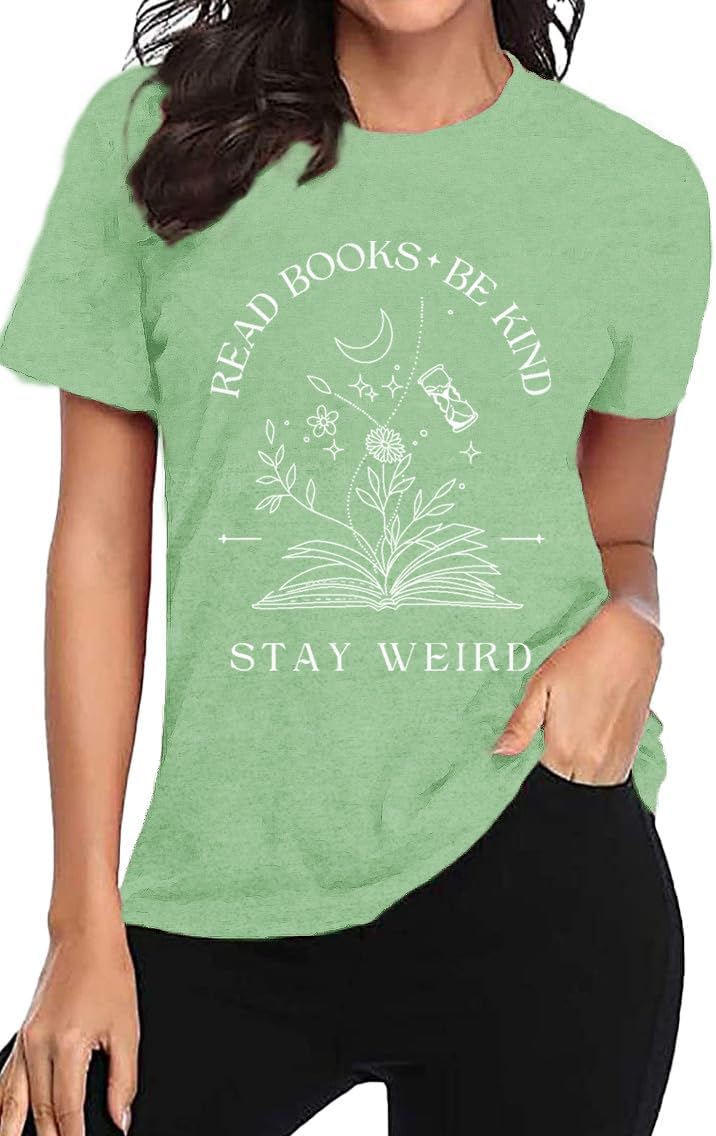 Book Lover Shirt for Women Read Books Be Kind Stay Weird T-Shirt Funny Teacher Shirt - Image 2
