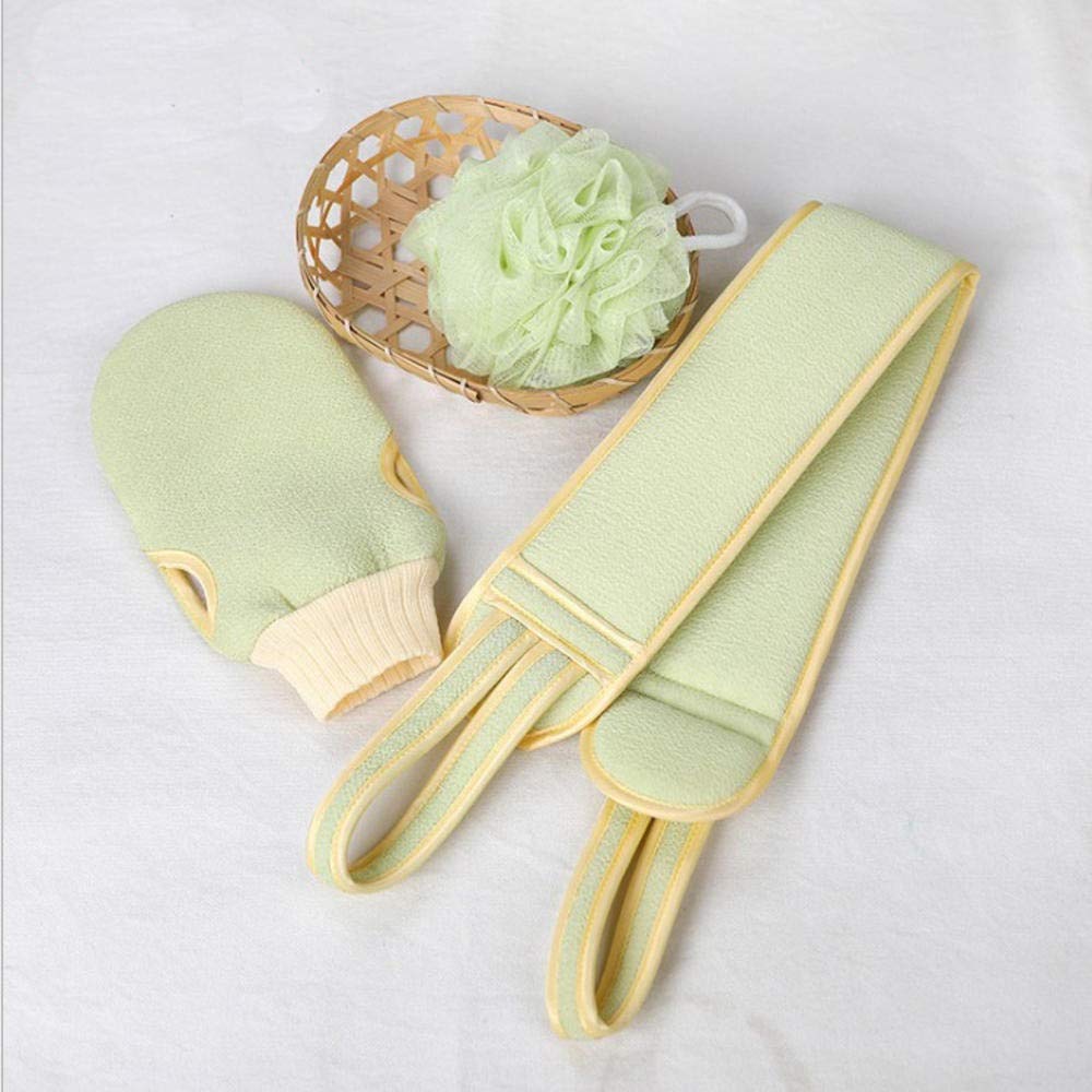 Toallitas de baño exfoliantes 3pcs/Set Toallita de Limpieza Corporal Cepillo Suave Inicio Hotel Baño Bola de Ducha Juego de depurador de Espalda Toalla de Piel Exfoliante Guantes de baño TOA