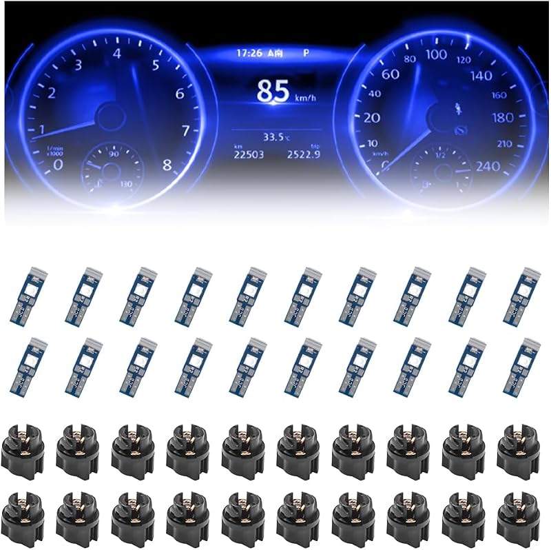 Luzes LED para Painel Automotivo carleef T5 37 74 com Soquete Twist Lock 12 V Azul – Kit com 20 unidades