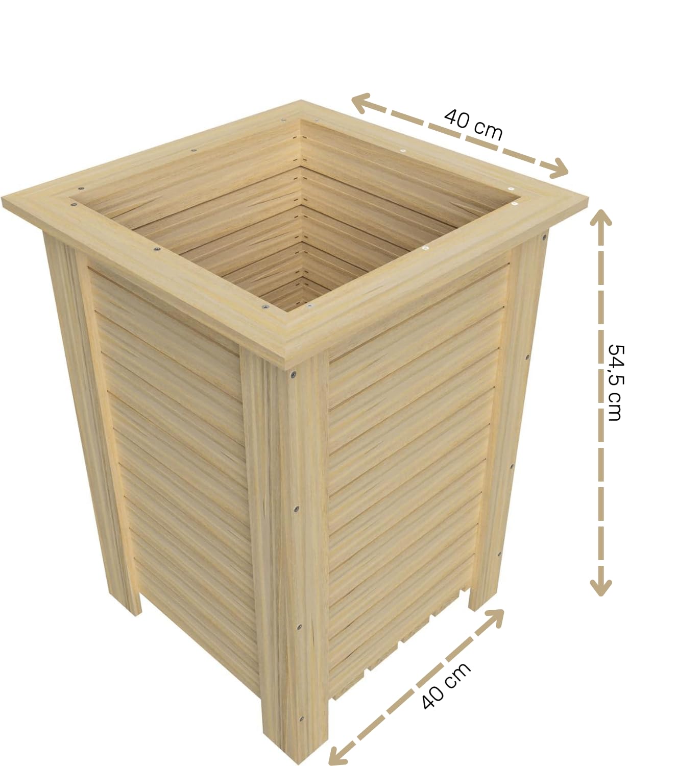 Blumentopf Aus Holz Pflanzentopf Pflanzkasten Natürliche Holzkiste Blumenkasten Kräuterbeet Pflanzkübel Echtholz Innen Außen 40 x 40 x 54,5 cm
